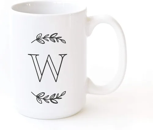 Miniatura 19 de The Cotton & Canvas Co. Manhattan Wreath - Taza de café personalizada con monograma inicial con letra A, taza de café de cerámica de porcelana. Para