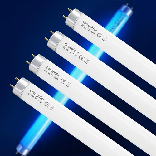 Miniatura 11 de COOSPIDER Bombilla de repuesto T8 F10 U/V BL de 10 W, tubo recto fluorescente CFL para el hogar y la oficina, tubo de luz de 13 pulgadas para base