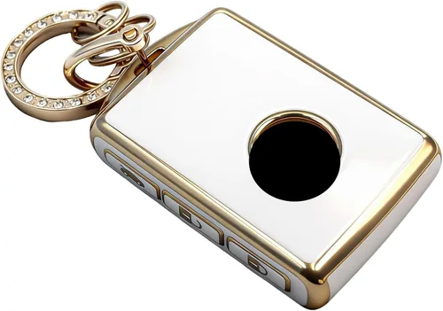 Miniatura 5 de 2 fundas para llavero Volvo XC90 XC60 S60 XC40 sin llave, protector de llave de cubierta completa, TPU a la moda, borde dorado (blanco gris)