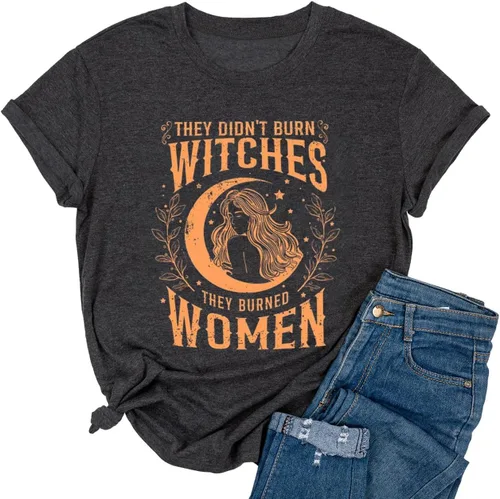Miniatura 25 de Woffccrd - Camisetas divertidas con estampado de calabaza y leopardo para mujer, camisetas gráficas de manga corta de Halloween para mujer