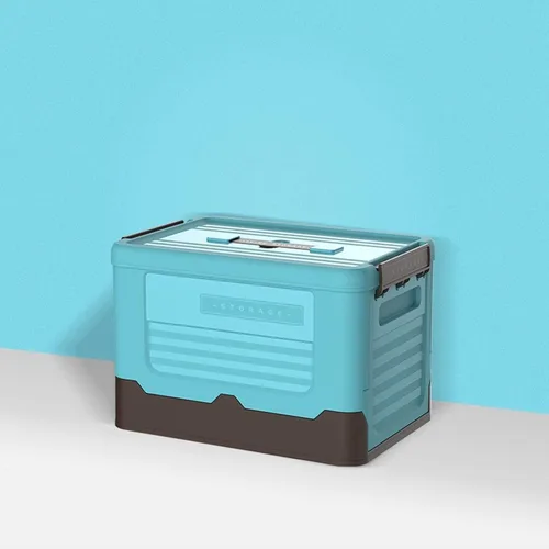 Miniatura 6 de Foldable Storage Crate Portable Folding Plastics Bin With Lid Space Saving Book Organizers Dorm Room Organization Supplies Office Storage Accessory