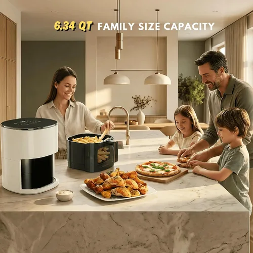 Miniatura 8 de Freidora de aire de 6.34 cuartos con ventana transparente, horno freidora de aire 12 en 1, freidora de aire cuadrada, freír con aire, asar, Nuevo
