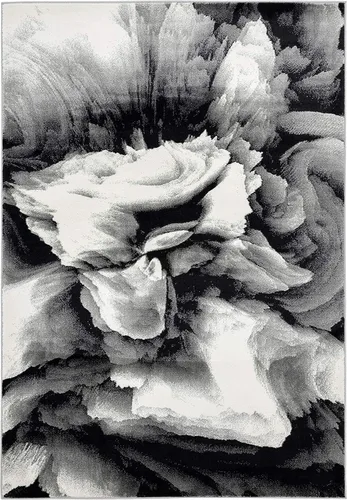 Abani Rugs - Alfombra moderna de 2 x 3 pies, diseño floral en blanco y negro, alfombra 3D geométrica contemporánea, colección Arto