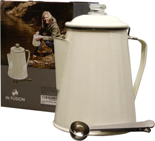 Miniatura 8 de IN FUSION Caldera de camping con revestimiento de esmalte y tapa de vidrio para mochileros, camping, cocina, sobre estufa y olla hace que 12 tazas