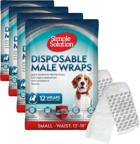 Miniatura 12 de Simple Solution Envolturas desechables para macho, bandas absorbentes a prueba de fugas para el vientre para perros, ayuda para la incontinencia