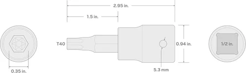 Miniatura 4 de Tekton - Juego de cabezas de destornillador Torx de 1/2 pulgada x T40 de impacto SIB24240