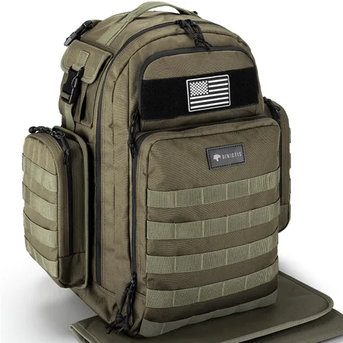 Dinictis Mochila de pañales de 40 L para papá, bolsas de pañales de viaje para hombres, accesorios de bebé para papá, verde selva Verde (Jungle