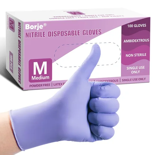 Miniatura 19 de Guantes de nitrilo Borje grandes, 100 guantes desechables, negros, sin látex y sin polvo, para examen médico, aptos para alimentos, limpieza, cocina