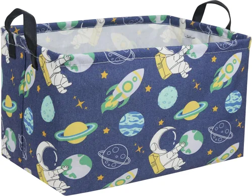 Miniatura 35 de Cesta plegable rectangular de tela para almacenamiento,con revestimiento impermeable y asas, sirve como organizador de juguetes, cesta de regalo