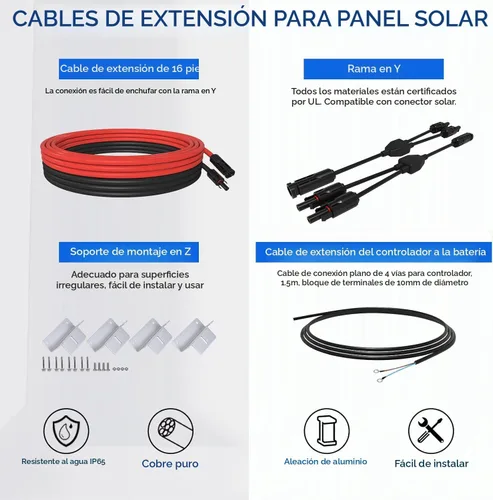 Miniatura 7 de ECO-WORTHY Kit de panel solar premium de 400 vatios y 12 voltios: 4 piezas de panel solar de 100 W + controlador de carga MPPT de 40 A + módulo