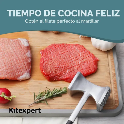 Miniatura 7 de KITEXPERT Martillo ablandador de carne con mango de agarre cómodo, mazo de doble cara para cocina, resistente para ablandar bistec, carne de res