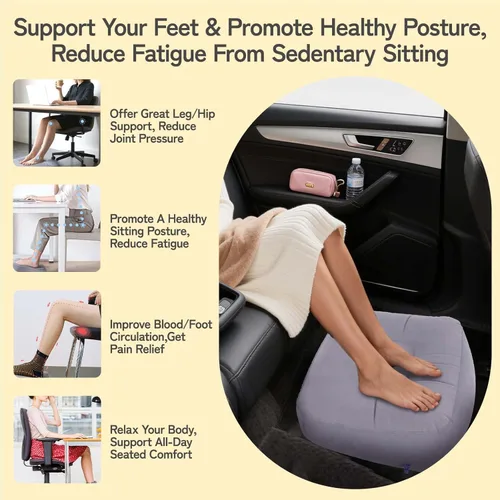 Miniatura 7 de Reposapiés inflable para viajes en avión y oficina, almohada portátil para reposapiernas, pies elevados para vuelos económicos, escritorio en casa