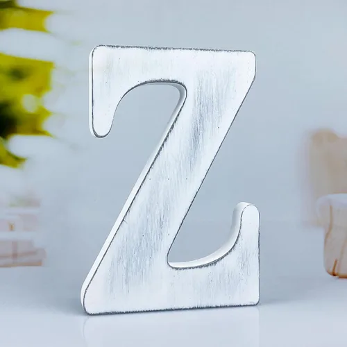 Miniatura 32 de Letras de madera rústica blanca de 6 pulgadas, letras de madera sin terminar para decoración de pared, letras de pie retro blancas blancas