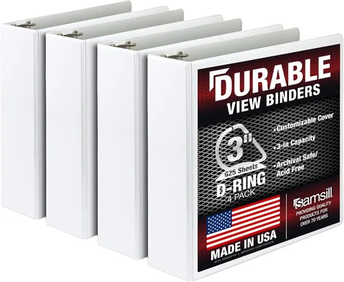 Miniatura 158 de Samsill Carpeta duradera de 1.5 pulgadas, fabricada en los Estados Unidos, carpeta de anillos en D, carpeta transparente personalizable, color rojo