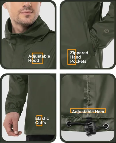 Miniatura 42 de Outdoor Ventures Chaqueta de lluvia para hombre, impermeable, ligera, plegable, para senderismo, golf, correr