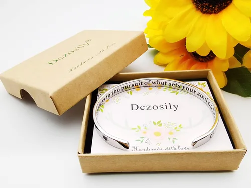 Miniatura 280 de Pulseras inspiradoras para mujer, joyería de acero inoxidable, con refranes, pulsera motivacional con mensaje oculto, pulseras grabadas para mejor