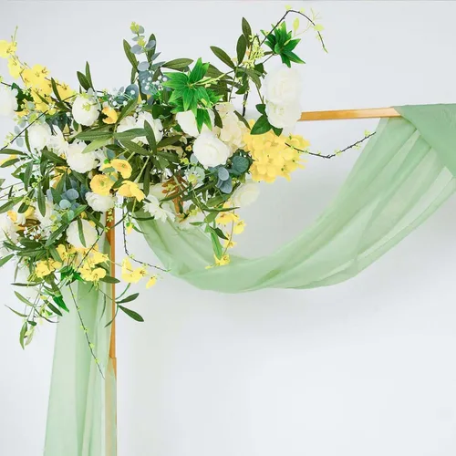 Miniatura 9 de Efavormart - Paneles de cortina de organza transparente verde salvia de 18 pies, cenefa para ventana, arco de boda, tela drapeada para mesa