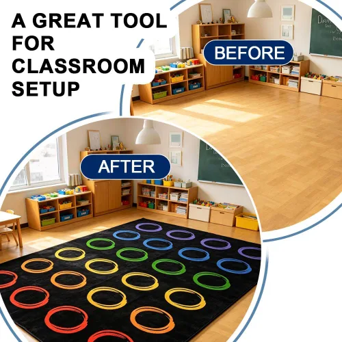 Miniatura 5 de Alfombras de aula primaria con círculo colorido, alfombra grande para aula preescolar, guardería, alfombra educativa para niños de jardín