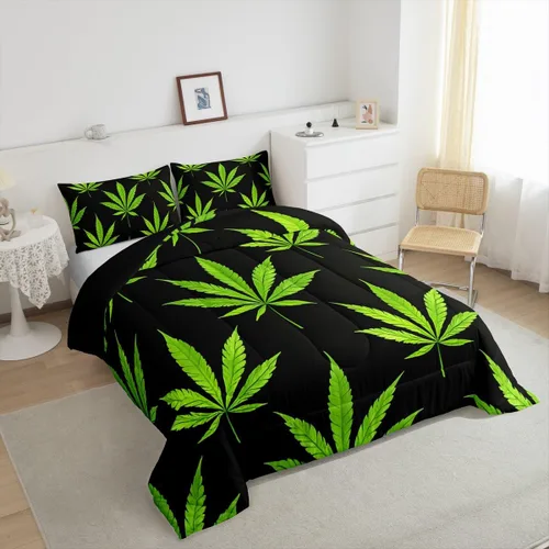 Miniatura 6 de Erosebridal Juego de edredón de hojas bohemias, juego de edredón de hojas exóticas para adultos, juego de ropa de cama rústica tamaño individual