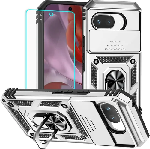 Miniatura 12 de HNHYGETE Funda para Pixel 6a con protector de pantalla HD, soporte giratorio de grado militar de 360° (resistente) a prueba de golpes para Google