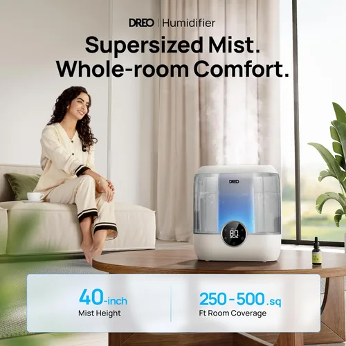 Miniatura 2 de Dreo Humidificadores de Llenado Superior de 6L para Dormitorio, 60H de Funcionamiento 28 dB Silenciosos Humidificadores de Aire de Vapor Frío de Gris