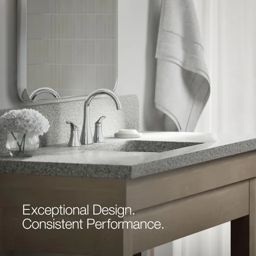 Miniatura 4 de KOHLER K-27390-4-CP Simplice® - Grifo de lavabo de baño con dos manijas de palanca y drenaje clicker, 1.2 GPM, cromo pulido