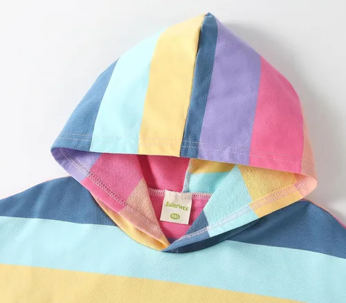 Miniatura 2 de Julerwoo Sudaderas de algodón para niñas con cremallera completa, con estampado de arcoíris y unicornio, 2-12 años