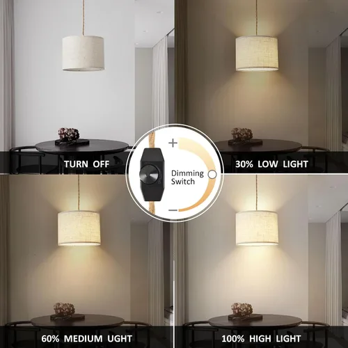 Miniatura 2 de KUAUGST - Luz colgante enchufable, lámpara colgante con cable enchufable con interruptor regulable, lámpara colgante con 15 pies de cuerda