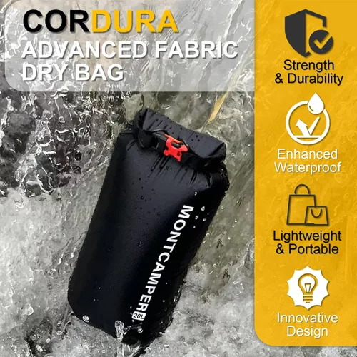 Miniatura 2 de CORDURA Bolsa seca impermeable de 20 litros – Saco resistente IPX6 con silbato de supervivencia para kayak, camping, navegación, playa – Mochila