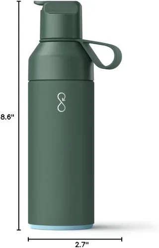 Miniatura 7 de Ocean Bottle Go - Botella de agua de acero inoxidable de 17 onzas, reutilizable y sostenible, mantiene las bebidas frías y calientes, regalo Verde