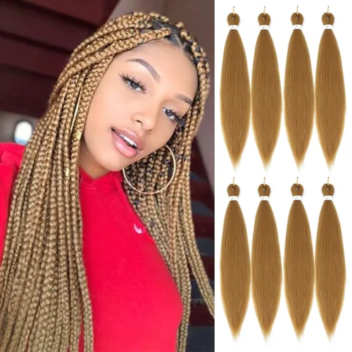 Miniatura 68 de Extensiones de cabello trenzado preestirado colorido, 3 colores, mezcla de cabello trenzado para niñas, 26 pulgadas, 3 paquetes