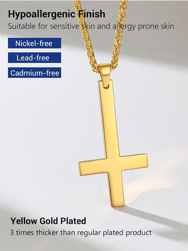 Miniatura 18 de PROSTEEL Satanic Jewelry Upside Down Cross Necklace for Men Women, 316L Stainless Steel/925 Sterling Silver Inverted Cross/Leviathan Cross Pendant