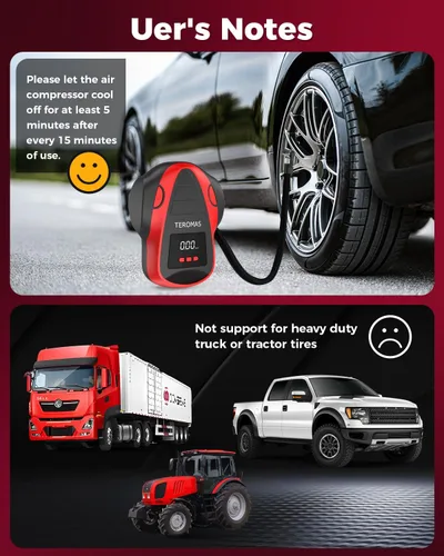 Miniatura 8 de Inflador de neumáticos, compresor de aire portátil, bomba de aire CC/CA para neumáticos de automóvil de 12 V CC y otros inflables en casa 110 V CA