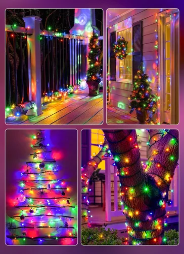 Miniatura 8 de Brightown - Paquete de 2 luces solares de Navidad en tira para exteriores, total 44 metros, 400 LED, luces de hadas parpadeantes impermeables con 8
