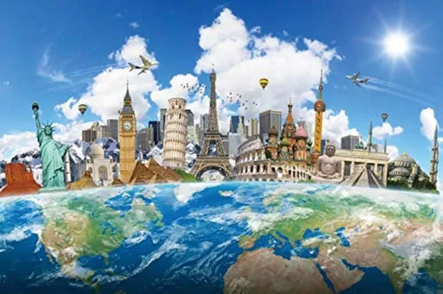 Yeele Fondo de pantalla de 10 x 8 pies alrededor del mundo para fotografía, globo, viajes, famoso monumento mundial, vacaciones, foto, telón de