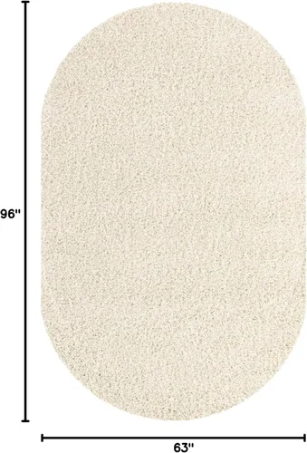 Miniatura 2 de Unique Loom Solid Shag Collection Alfombra de Área (5' 3" x 8' Ovalada, Blanco Nieve)