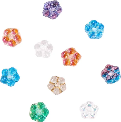 Miniatura 15 de LiQunSweet 100 cuentas de cristal checo transparentes de 10 colores, cuentas sueltas de hoja de trébol para hacer joyas y manualidades, 0.295 x