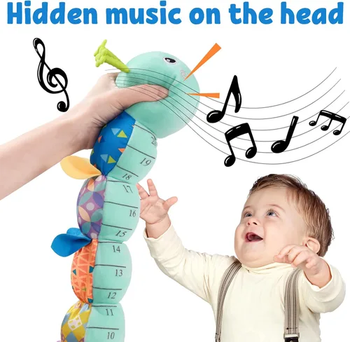 Miniatura 2 de LIGHTDESIRE Juguetes musicales para bebés de oruga, juguete de animal de peluche para bebé con crujido y sonajeros, juguetes sensoriales suaves