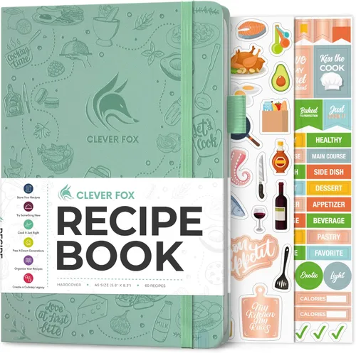 Miniatura 8 de Clever Fox Libro de recetas - Libro de cocina familiar en blanco - Diario de cocina vacío - Organizador de cuadernos para escribir recetas - Turquesa
