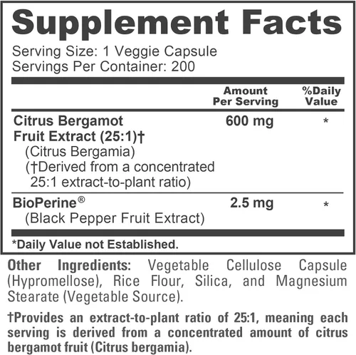 Miniatura 4 de NusaPure Cápsulas de bergamota cítrica, 600 mg, 200 cápsulas vegetales (sin OMG, veganas)