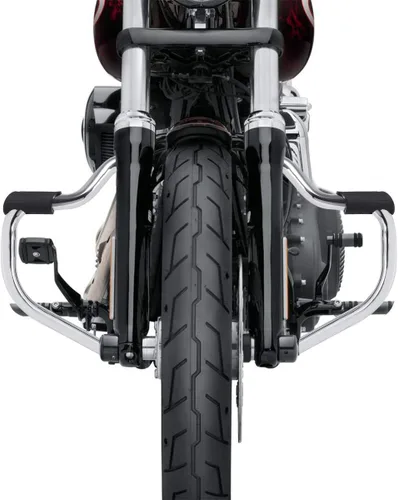 Miniatura 7 de 1 1/4 "Bigote Motor Guard Highway Crash Bar para Harley Softail Fat Boy 2018-posterior Chrome Mate negro