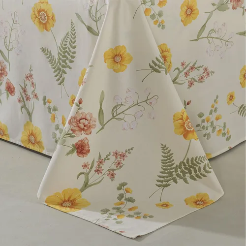 Miniatura 8 de FADFAY Juego de sábanas de percal de algodón cepillado con bolsillo profundo, sábana bajera ajustable de lujo con estampado floral de caléndula
