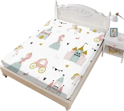 Miniatura 13 de MUSOLEI Sábana bajera ajustable de hongos, ropa de cama de hongos, decoración de hongos para niños, niños; juego de sábanas individuales; 1 sábana