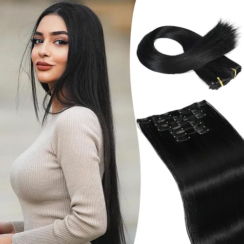Miniatura 18 de LONAI 6 extensiones de cabello con clip, 24 pulgadas de largo, lacio, sintético, postizo para mujer, rubio ceniza natural