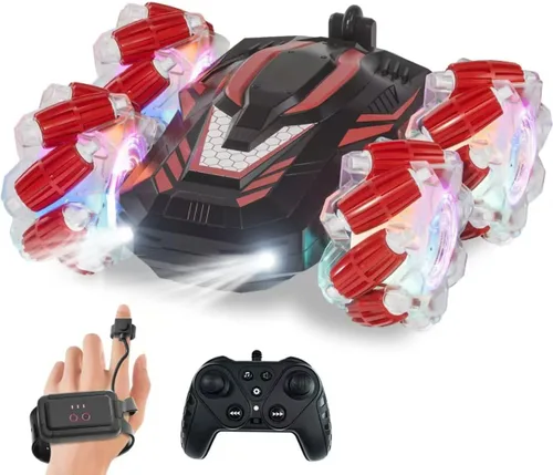 Miniatura 7 de Nuevo coche acrobático RC con detección de gestos con luces y música, coche de control remoto por gesto de mano que gira 360° controlado por ambos