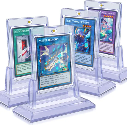 Homthy 4 Portadores de Tarjetas Magnéticos para Cartas Coleccionables, Portadores de Cartas de Béisbol de Acrílico de 35pt con 4 Soportes para