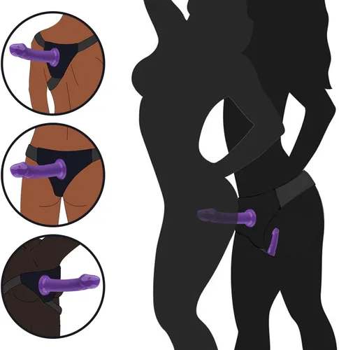 Miniatura 5 de Consolador con correa para mujeres Juguetes sexuales - Consolador de doble extremo de silicona Consoladores de fantasía largos Masturbadores