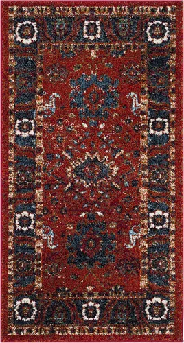 SAFAVIEH Vintage Hamadan Collection - Alfombra de área de 2 pies 3 pulgadas x 4 pies, naranja y azul, diseño tradicional persa, no desprende pelusa