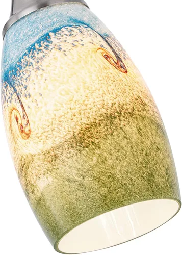 Miniatura 40 de karyfine Mini lámparas colgantes de vidrio artístico para isla de cocina, hechas a mano en color teja con vidrio dorado, iluminación colgante