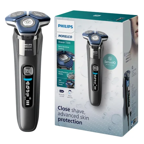 Philips Norelco Shaver 7200 - Afeitadora eléctrica recargable en seco y húmedo con tecnología SenseIQ y recortadora emergente, S7887/82